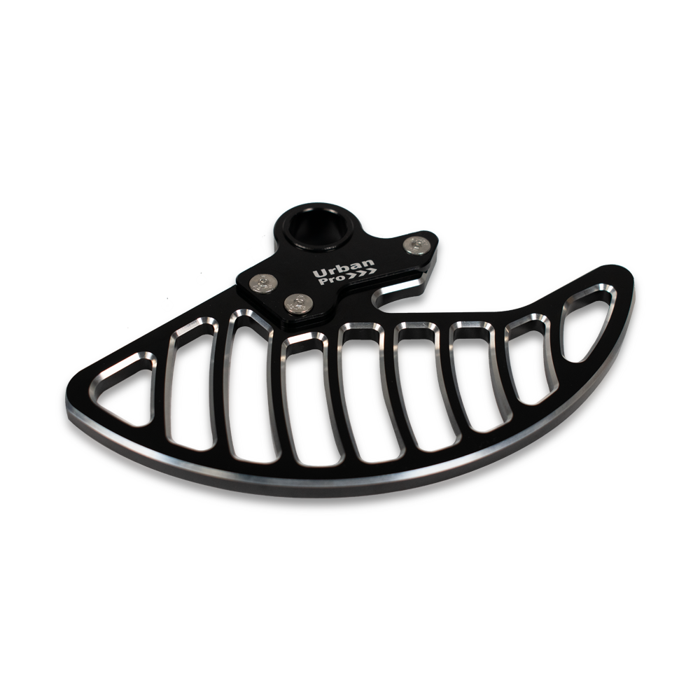 thumbnail interactive-video image 1 of Front Brake Disc Guard For Sur-Ron & Talaria - 6061 Aluminum Rotor Protector 1 of 3