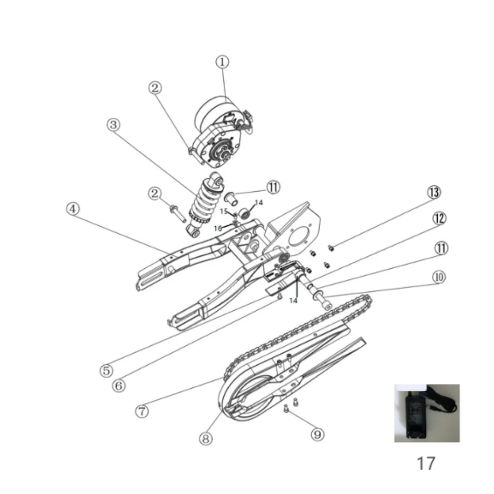 E700 Swingarm & Suspension