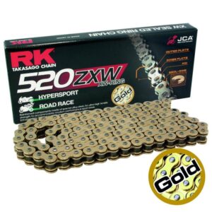 RK High Performance ZXW Gold Motorcycle Chain 520 / 112 links with Rivet Link